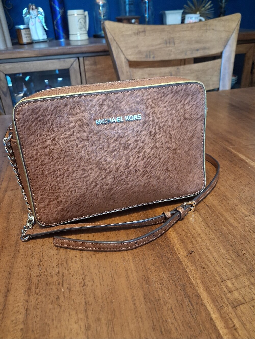 Michael Kors Brown Saffiano Leather Crossbody Bag